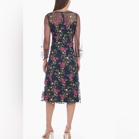 JS Collection Evelyn Illusion Midi Dress Size 6 - Picture 4 of 11